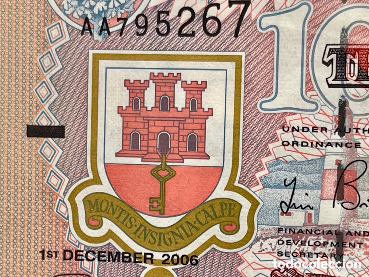 Billetes extranjeros: GIBRALTAR. 1ST DECEMBER 2006. 10&pound; - Foto 2