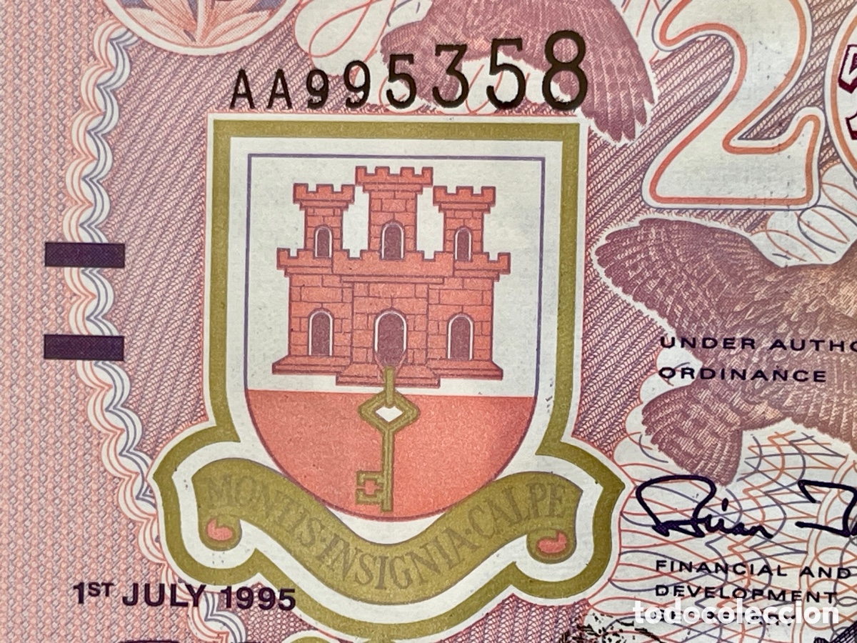 Billetes extranjeros: GIBRALTAR. 1ST JULY 1995. 20&pound; - Foto 2