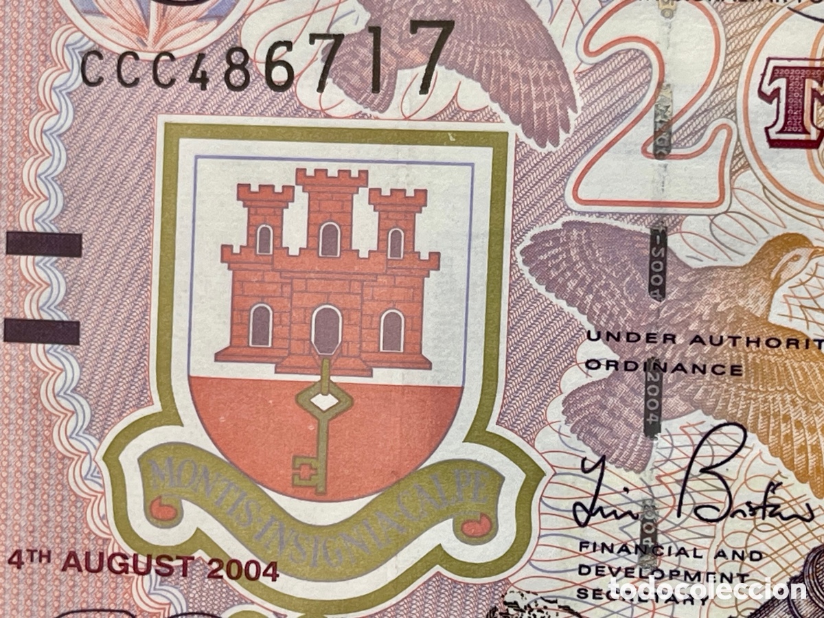 Billetes extranjeros: GIBRALTAR. 4TH AUGUST 2004. TERCENTENARY ISSUE 1704 -2004 - Foto 2