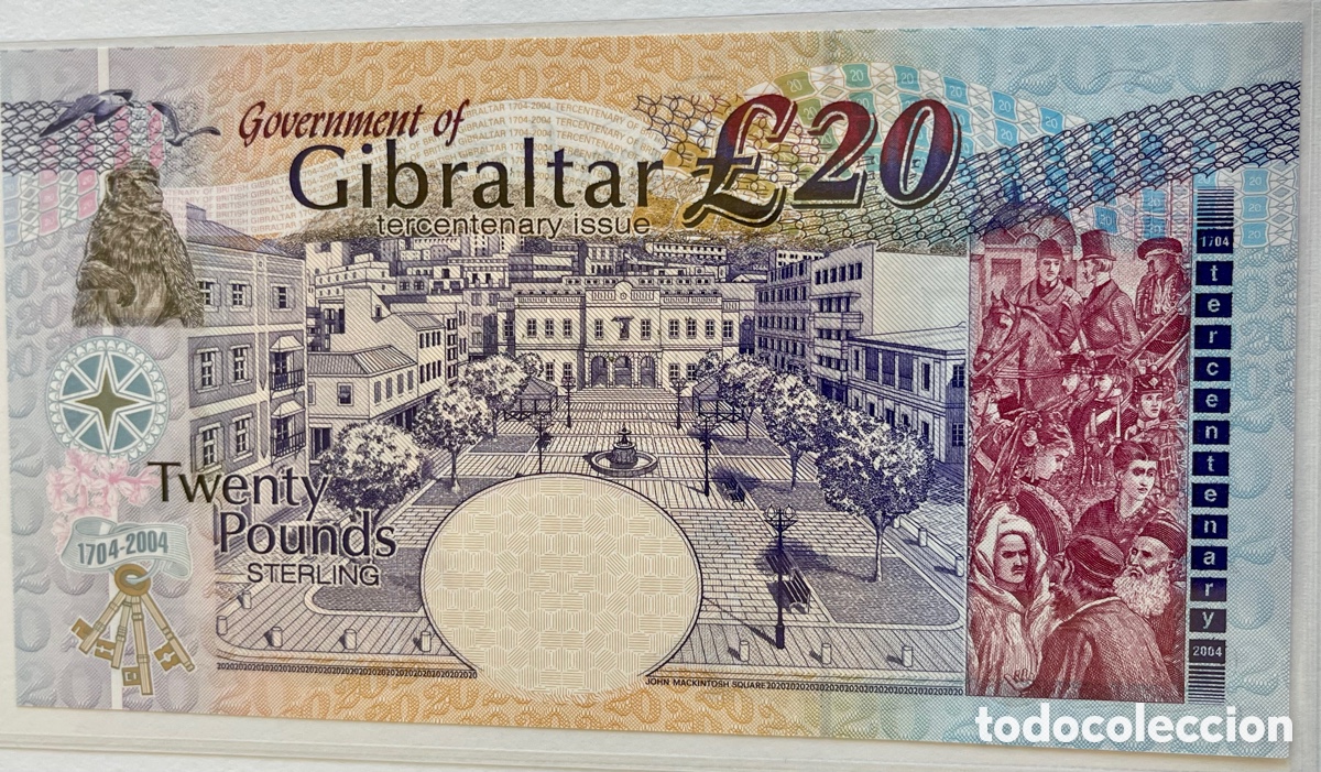 Billetes extranjeros: GIBRALTAR. 4TH AUGUST 2004. TERCENTENARY ISSUE 1704 -2004 - Foto 3