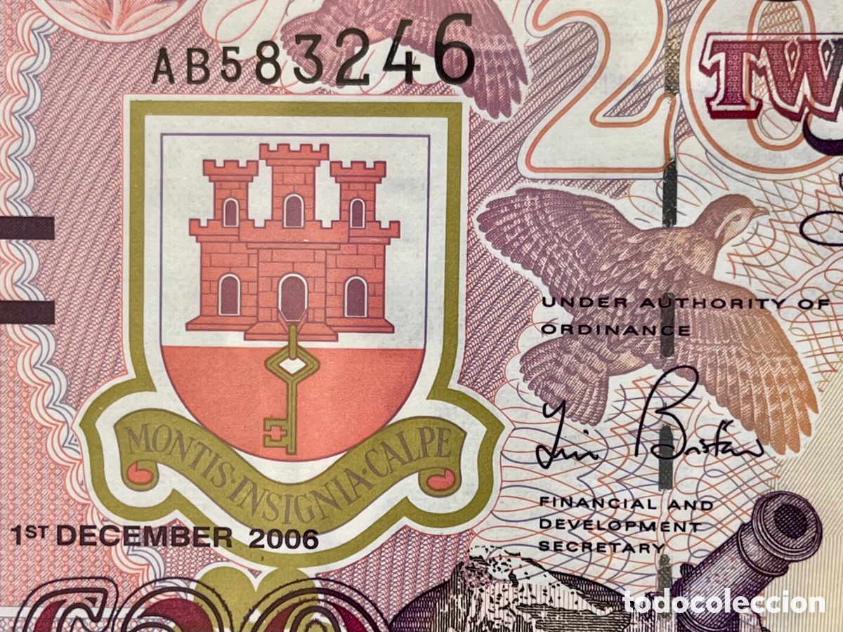 Billetes extranjeros: GIBRALTAR. 1ST DECEMBER 2006. 20&pound; - Foto 2