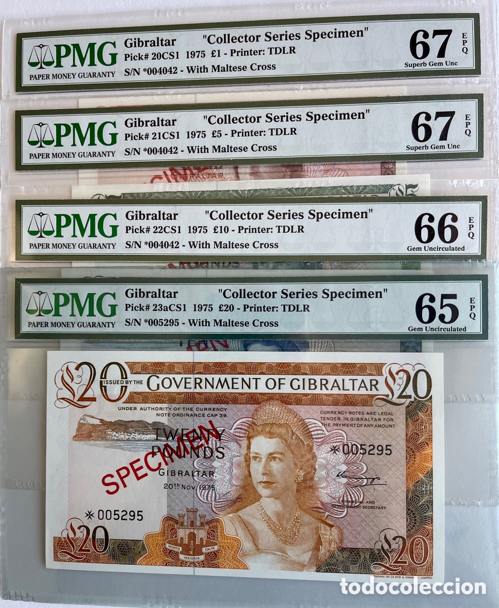 Billetes extranjeros: GIBRALTAR, &ldquo;COLLECTOR SERIES SPECIMEN &ldquo;. SET COMPLETO - Foto 3