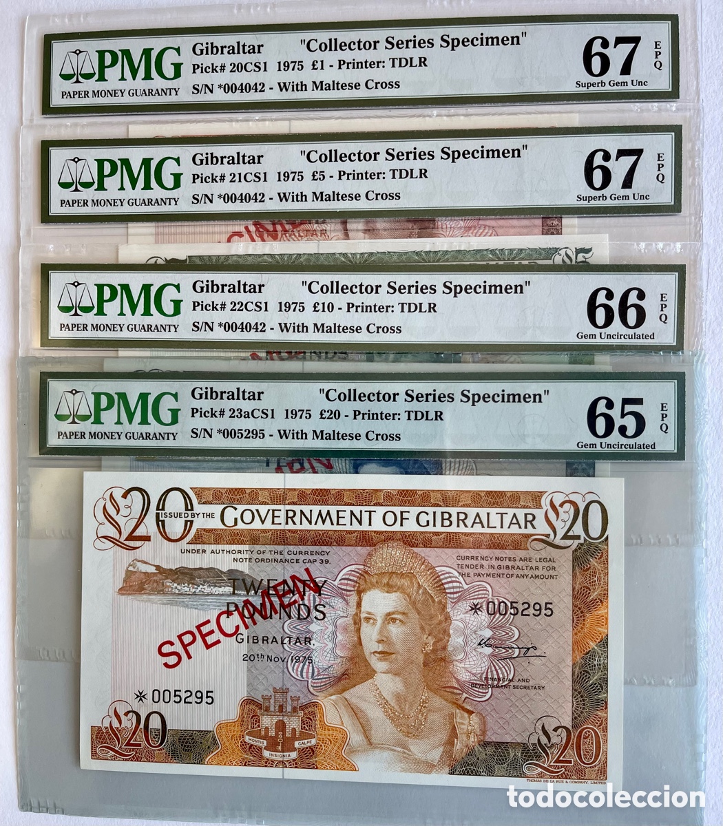 Billetes extranjeros: GIBRALTAR, &ldquo;COLLECTOR SERIES SPECIMEN &ldquo;. SET COMPLETO - Foto 1