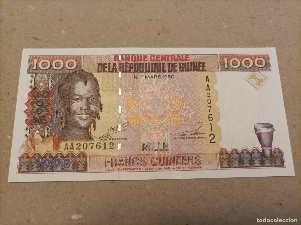 Billets internationaux: Billete de Republica de Guinea, 1000 francos, a&ntilde;o 1960, serie AA, UNC