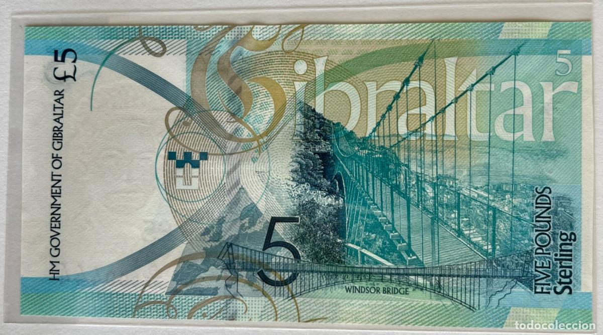 Billetes extranjeros: GIBRALTAR, CAPIC&Uacute;A, 5 POUNDS, 2020 - Foto 2