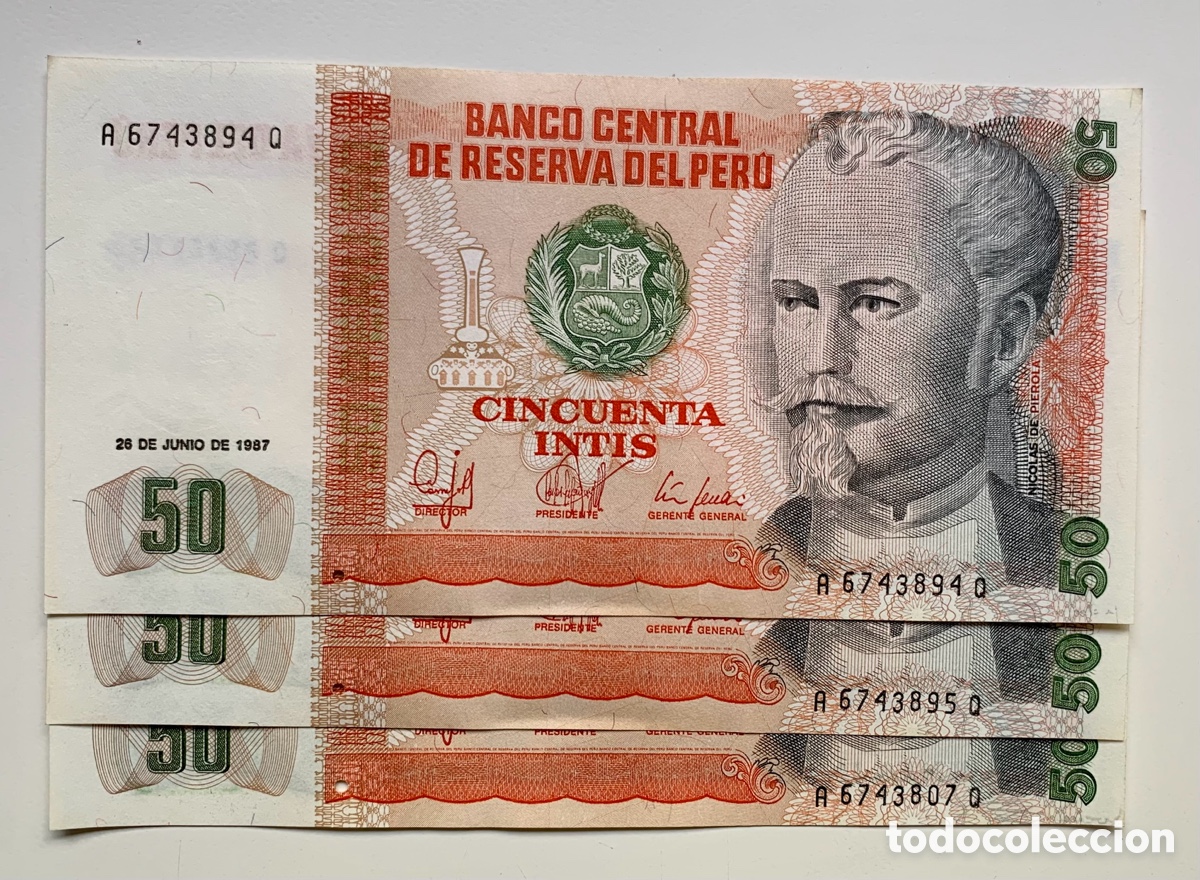 Billetes extranjeros: Billete PERU 50 Intis 1987 SC - Foto 1