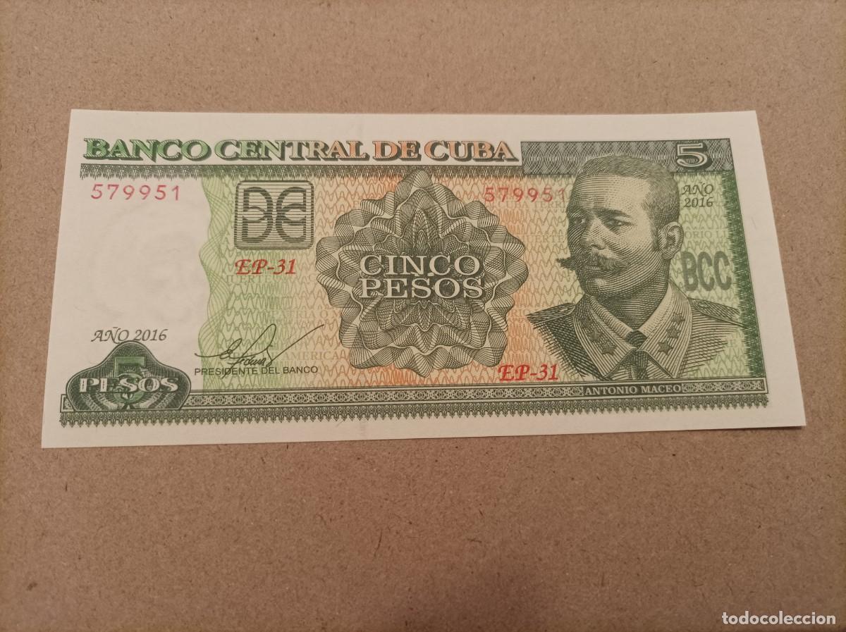 Billetes extranjeros: Billete de Cuba de 5 pesos, a&ntilde;o 2016, UNC - Foto 1