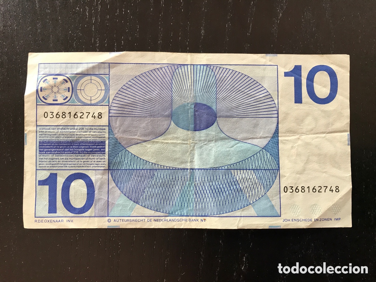 Billetes extranjeros: Billete 10 Florines Holanda 1968 - Foto 2