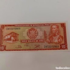 Billetes extranjeros: BILLETE PERU 10 SOLES DE ORO 1976 PERFECTO ESTADO