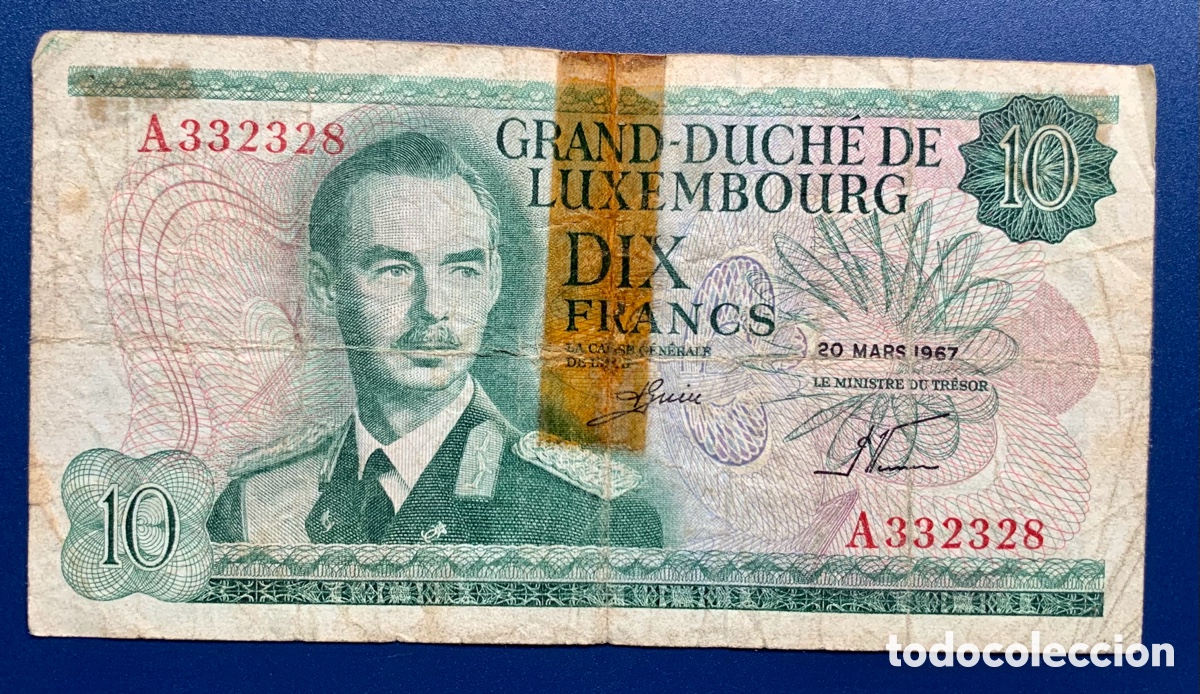 Billetes extranjeros: Billete LUXEMBURGO 10 Francos 1967. Francs. Celo