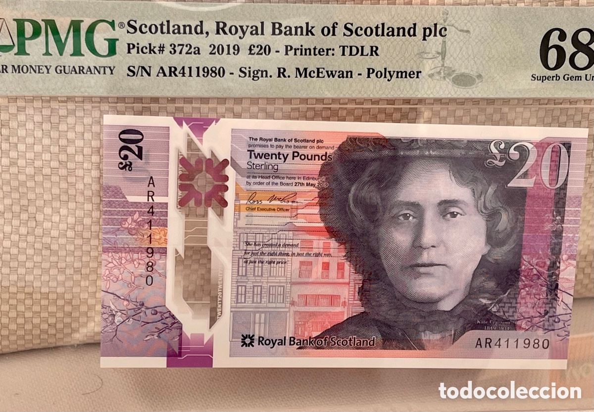 Billetes extranjeros: SCOTLAND, PMG68, 20 LIBRAS STERLING - Foto 5