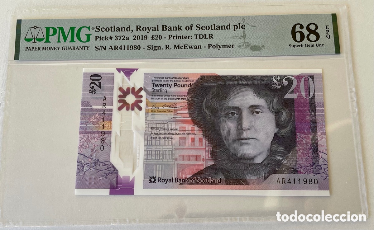Billetes extranjeros: SCOTLAND, PMG68, 20 LIBRAS STERLING - Foto 1