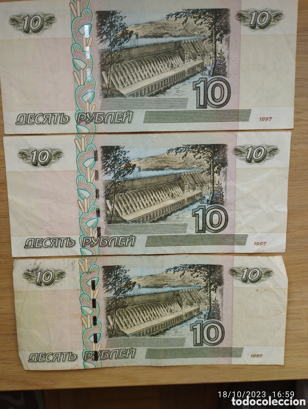 Billetes extranjeros: 3 Billetes rublos Rusia - Foto 2