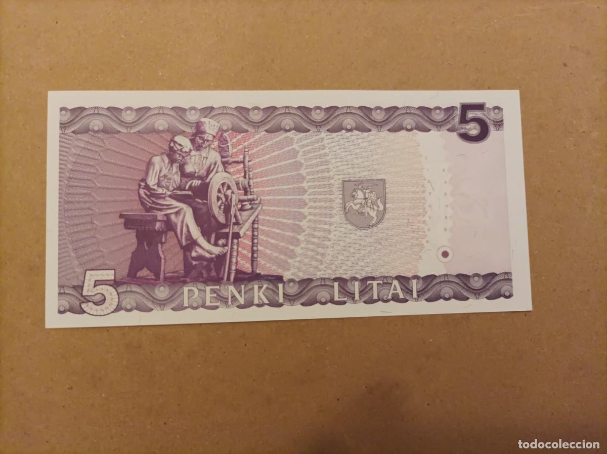 Billetes extranjeros: Billete de Lituania de 5 litas, a&ntilde;o 1993, UNC - Foto 1