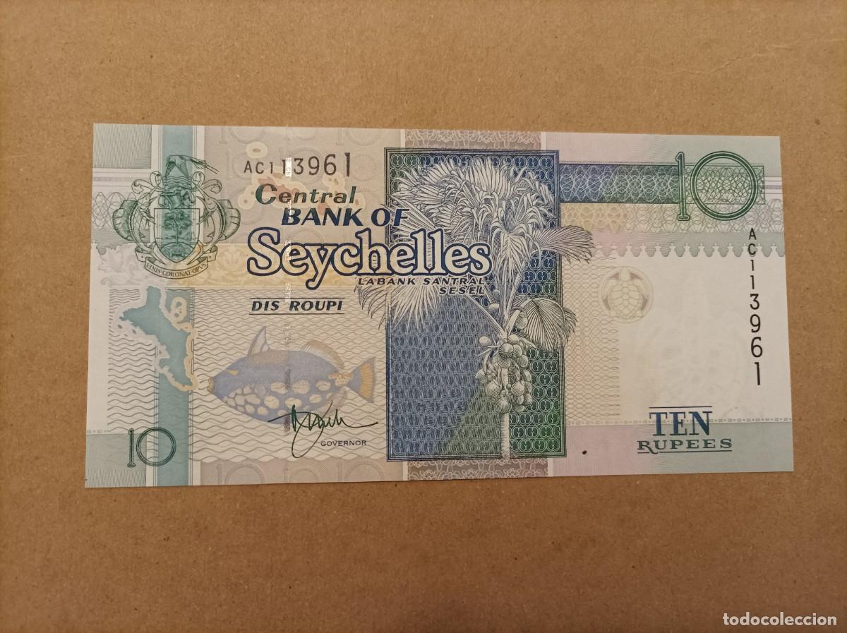 Billetes extranjeros: Billete de Seychelles de 10 rupees, a&ntilde;o 1998, UNC - Foto 1