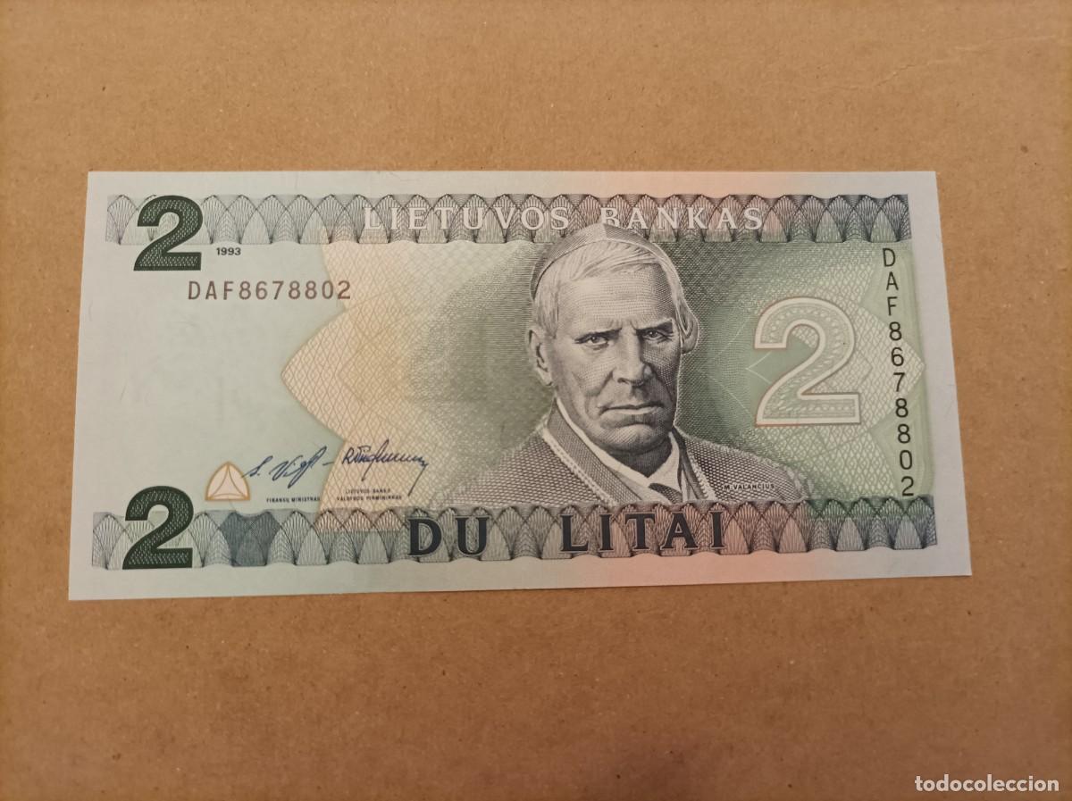 Billetes extranjeros: Billete de Lituania de 2 litas, a&ntilde;o 1993, UNC - Foto 1