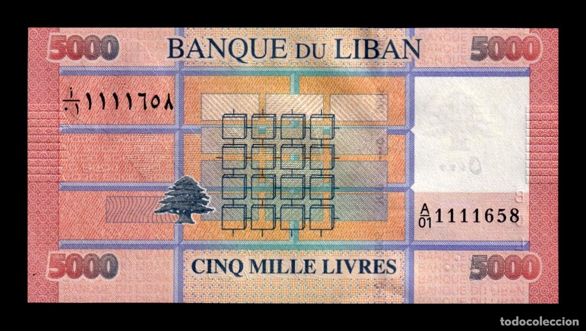 Billetes extranjeros: L&iacute;bano 5000 Livres 2012 Pick 91a Sc Unc - Foto 2