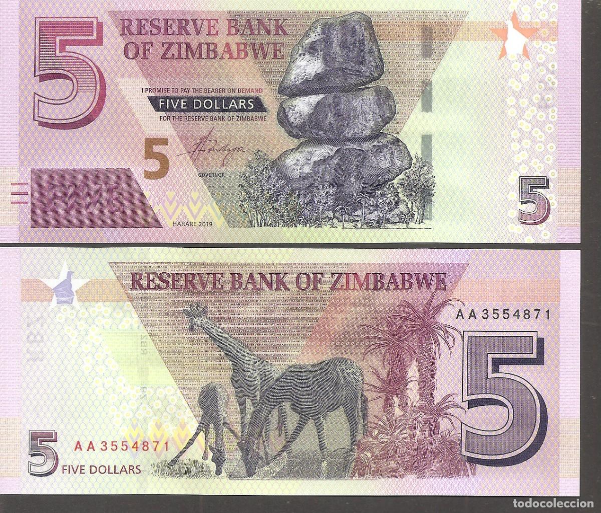 Billetes extranjeros: ZIMBABWE 5 DOLLARS 2019 SC/UNC - Foto 1