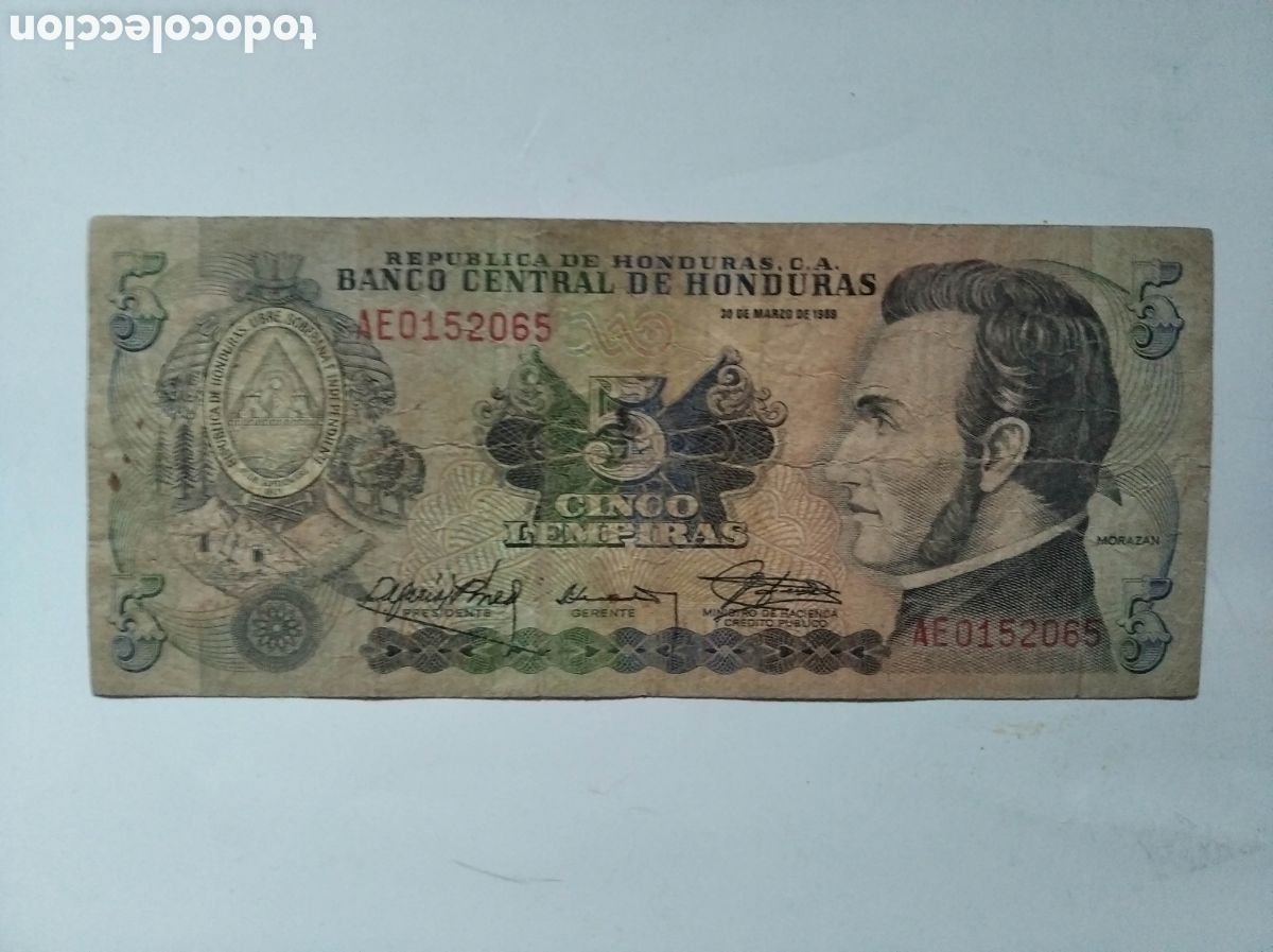 Billetes extranjeros: Billete de Honduras de 5 lempiras - Foto 1