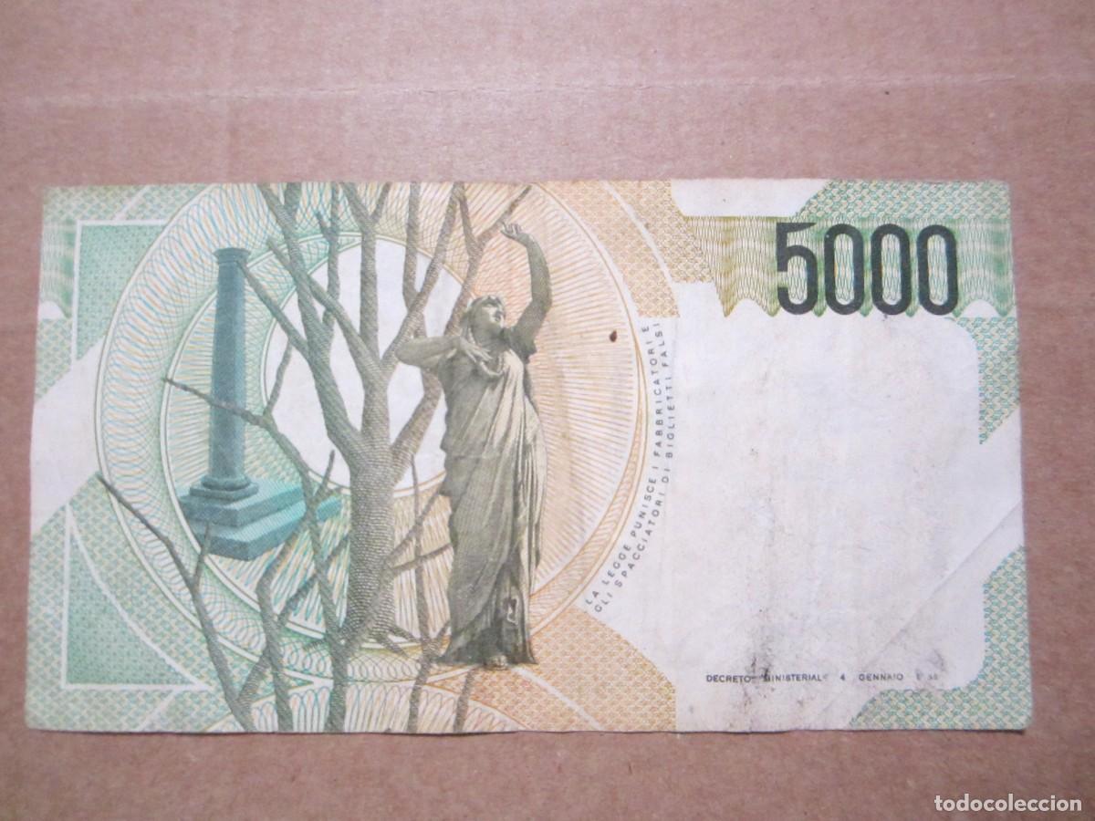 Billetes extranjeros: 5000 LIRAS DE ITALIA (V. BELLINI) - Foto 2