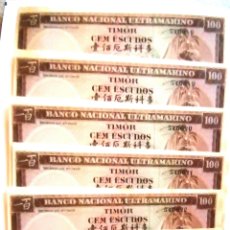Billetes extranjeros: 7 BILLETES CORRELATIVOS 100 ESCUDOS TIMOR 1963 OTRA PROVINCIA MARITIMA PORTUGAL