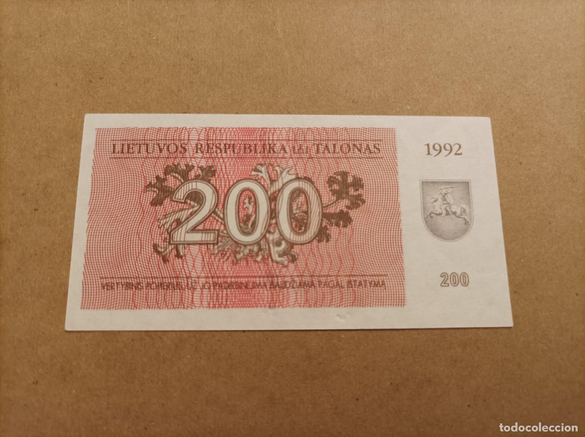 Billetes extranjeros: Billete de Lituania de 200 talonas, a&ntilde;o 1992, UNC - Foto 2
