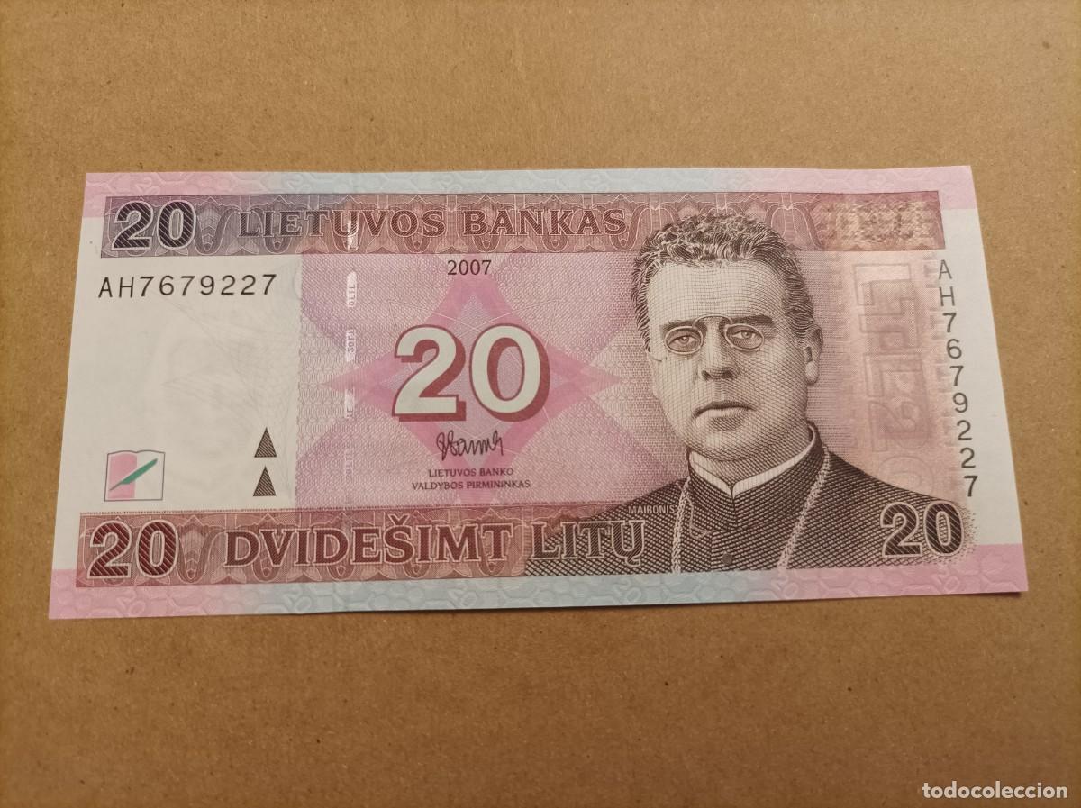 Billetes extranjeros: Billete de Lituania de 20 litas, a&ntilde;o 2007, UNC - Foto 1