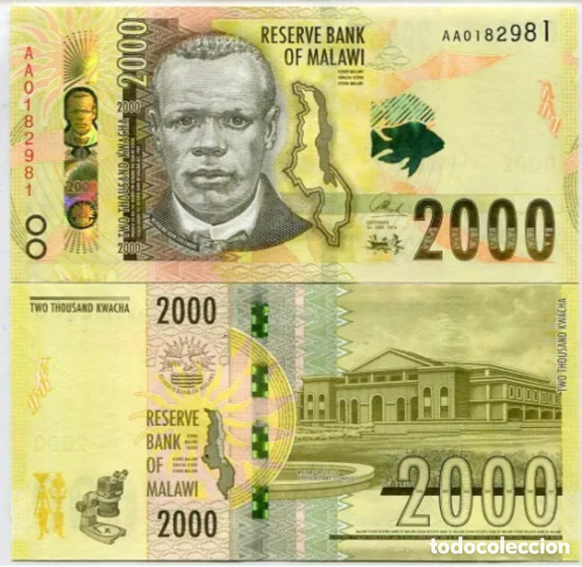 Billetes extranjeros: Billete MALAWI 2000 Kwacha 2016 SC - Foto 1