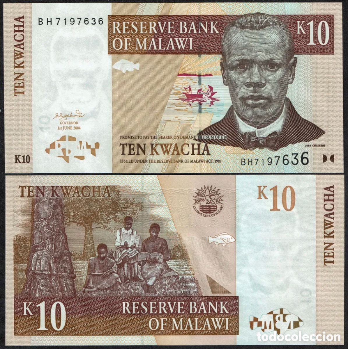 Billetes extranjeros: Billete MALAWI 10 Kwacha 2004 SC - Foto 1