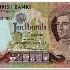 Billetes extranjeros: IRELAND NORTHERN,10 POUNDS,1988,P.7A,XF+