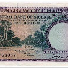 Billetes extranjeros: NIGERIA,5 SHILLINGS,1958,P.2,VF-XF