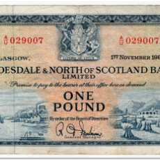 Billetes extranjeros: SCOTLAND,CLYDESDALE & NORTH OF SCOTLANDBANK LIMITED,1 POUND,1960,P.191B,F-VF