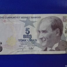 Billetes extranjeros: TURQUÍA 5 LIRAS 2009 PK 223 VF
