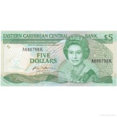 Billetes extranjeros: [#247909] BILLETE, 5 DOLLARS, UNDATED (1986-88), ESTADOS DEL CARIBE ORIENTAL , KM:18K, UNC