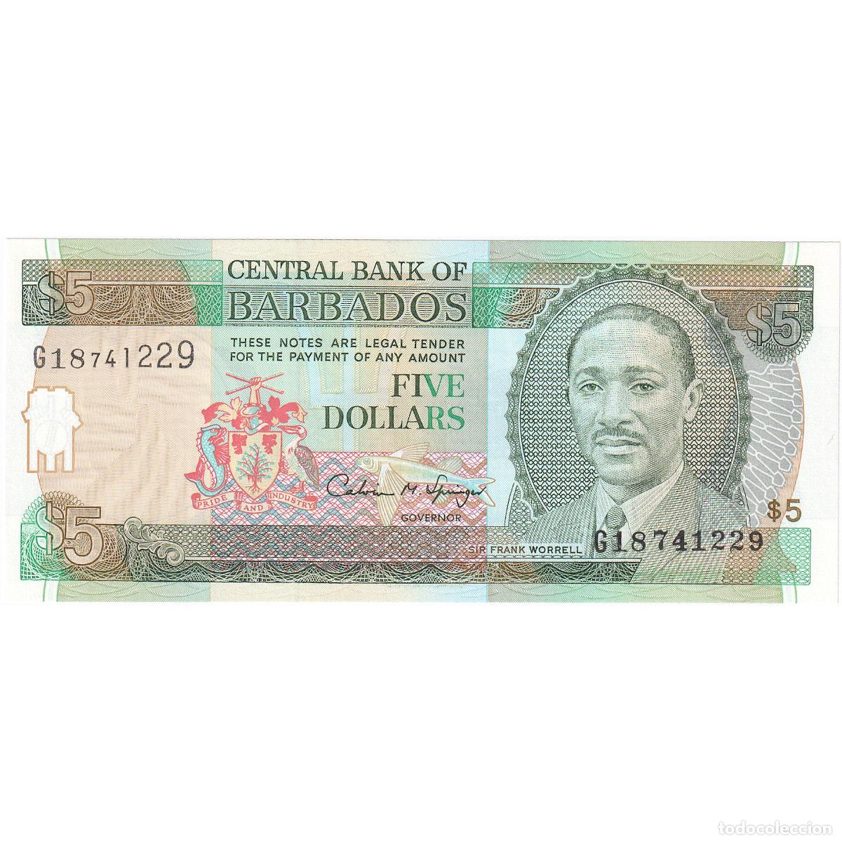 Billetes extranjeros: [#247917] 5 Dollars, Barbados, UNC - Foto 1