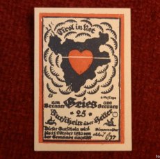 Billetes extranjeros: 25 HELLER GRIES AM BRENNER (TIROL NORTE) - AUSTRIA 1920-NOTGELD-BILLETE LOCAL DE EMERGENCIA S/C