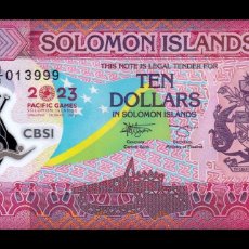 Billetes extranjeros: ISLAS SALOMÓN 10 DÓLARES CONMEMORATIVO 2023 PICK 39 NUEVO POLÍMERO SC UNC
