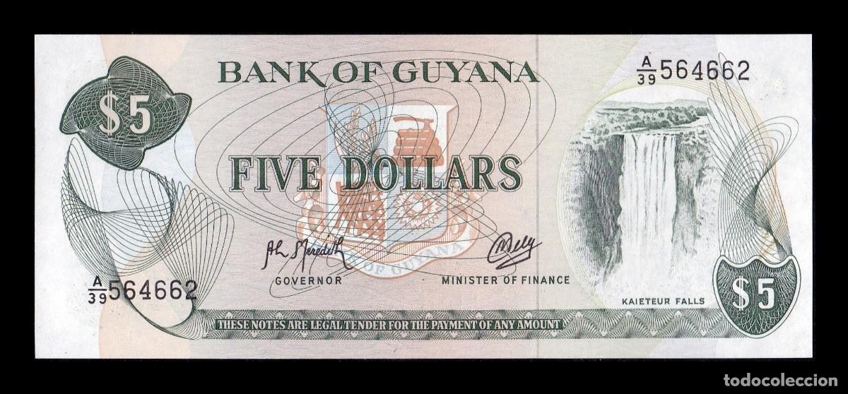 Billetes extranjeros: Guyana 5 D&oacute;lares 1996 Pick 22f(2) Sc Unc - Foto 1