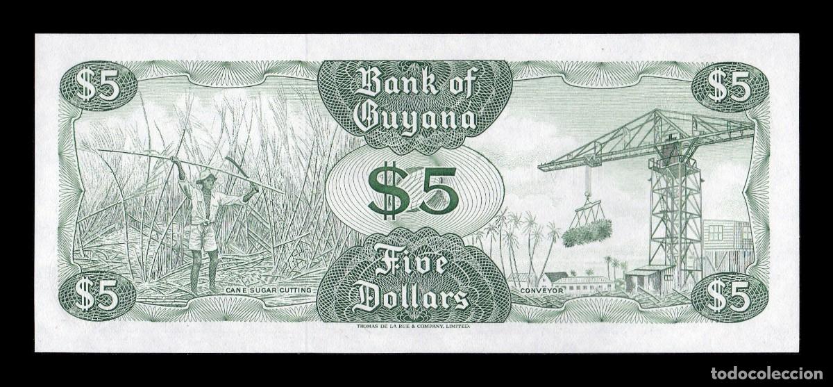 Billetes extranjeros: Guyana 5 D&oacute;lares 1996 Pick 22f(2) Sc Unc - Foto 2