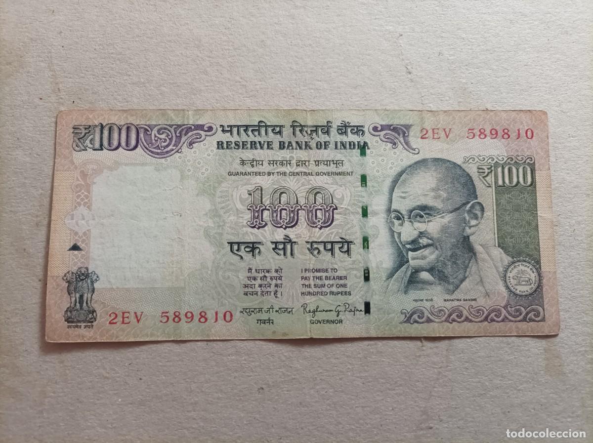 Billetes extranjeros: Billete de 100 Rupias de la India de Ghandi - Foto 1
