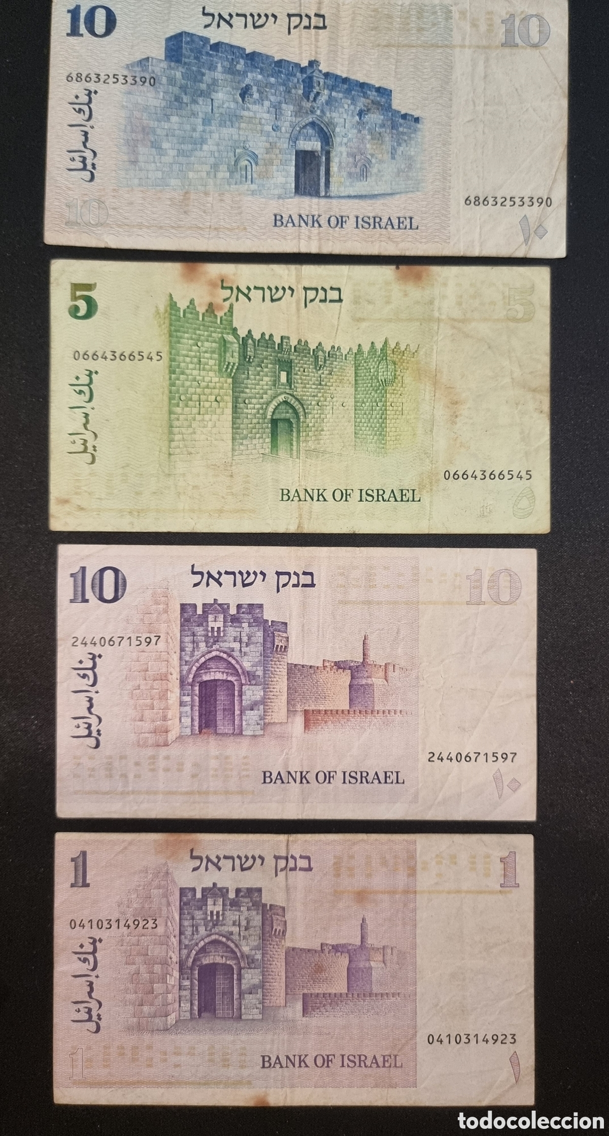 Billetes extranjeros: ISRAEL 4 Billetes Sheqel - Foto 4
