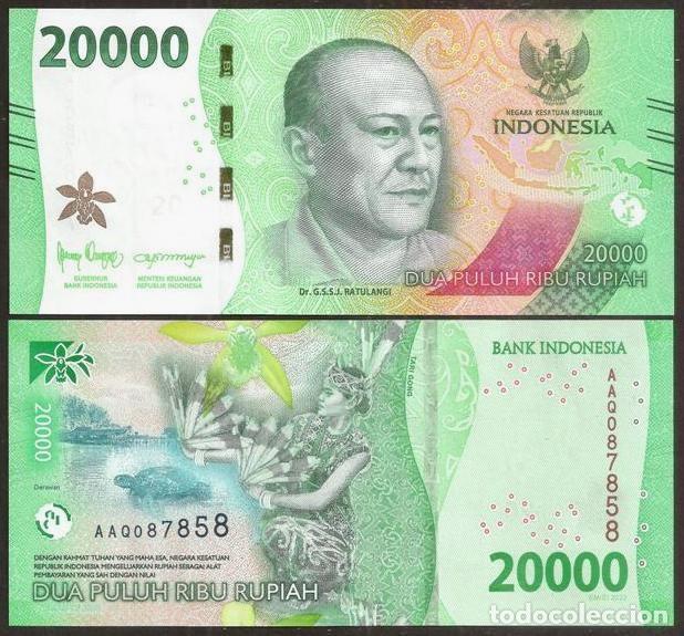 Billetes extranjeros: INDONESIA. 20000 rupiah (rupees) 2022. S/C - Foto 1