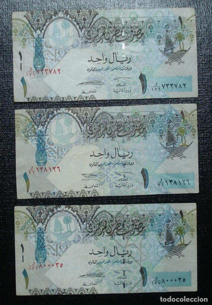 Billetes extranjeros: QATAR 3 x 1 RIYAL. BANKNOTES. - Foto 2
