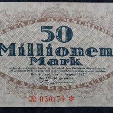 Billetes extranjeros: ALEMANIA REMSCHEID 50 MILLONES MARCOS 1923 (EBC)
