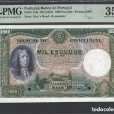 Billetes extranjeros: PMG / PORTUGAL 1000 ESCUDOS (1932) P148R ”REMAINDER-PROOF”' TOP POP ÚNICO CONOCIDO