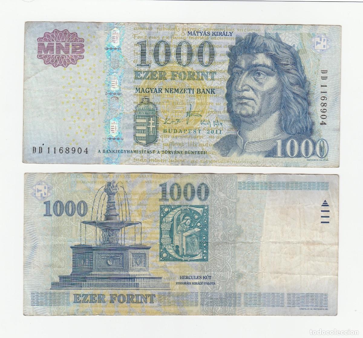 Billetes extranjeros: HUNGRIA 1000 FLORINES 2011 n/s DD1168904 CIRCULADO (ver escaneo)
