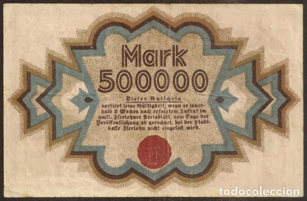 Billetes extranjeros: ALEMANIA (LOCAL). 500000 mark 1923. - Foto 2