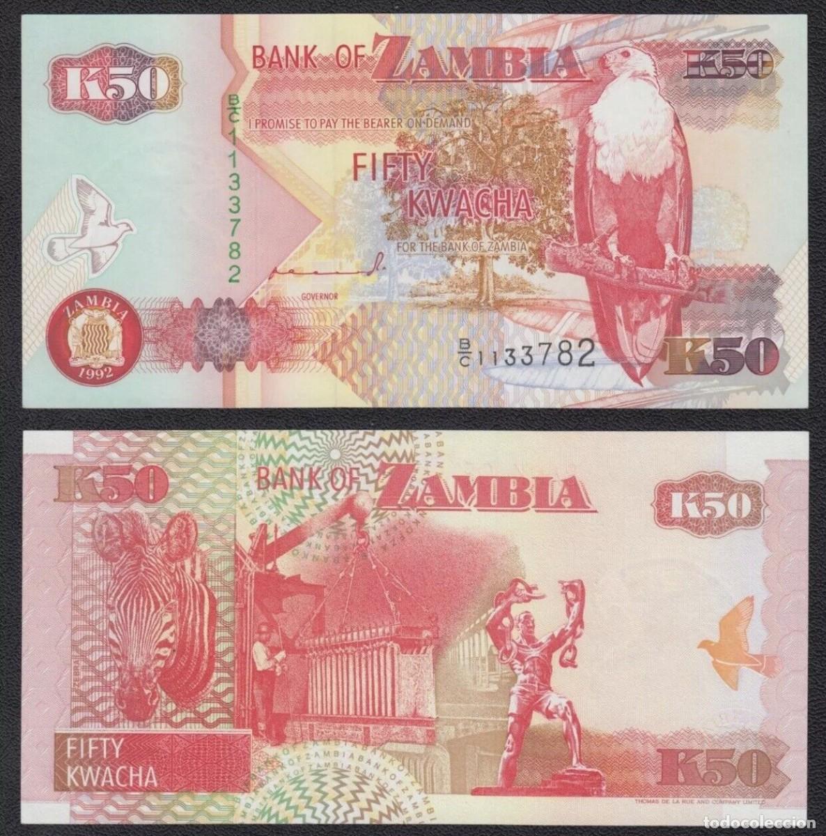 Billetes extranjeros: ZAMBIA 50 KWACHA 1992 SC/UNC - Foto 1