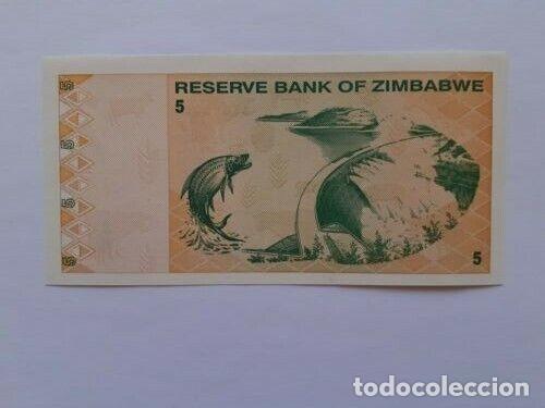 Billetes extranjeros: ZIMBABWE 5 DOLLARS 2009 SC/UNC - Foto 2