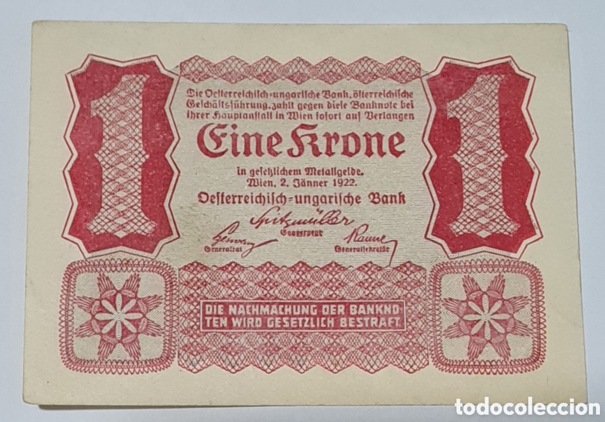 Billetes extranjeros: Billete Austria,1.922, 1 Krone,UNC. - Foto 1